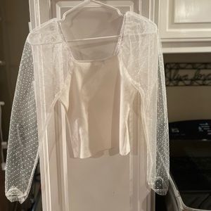 Sheer, polka dot sleeve top